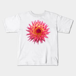 Sangria Dahlia, Hot Pink and Yellow Flower Kids T-Shirt